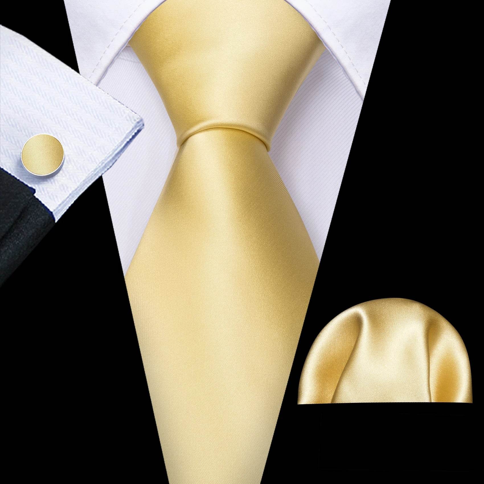 Gold & Beige Silk Tie Set for Men - VacationGrabs