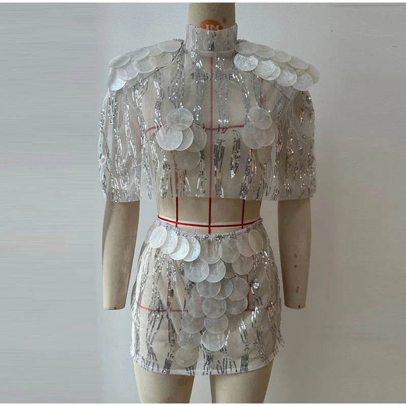Chic Two-Piece Glitter Resort Outfit - Chic Vacation Wear
