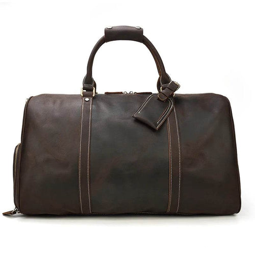 Luxury Travel Handbag With Suit Compartment Genuine Leather - VacationGrabs