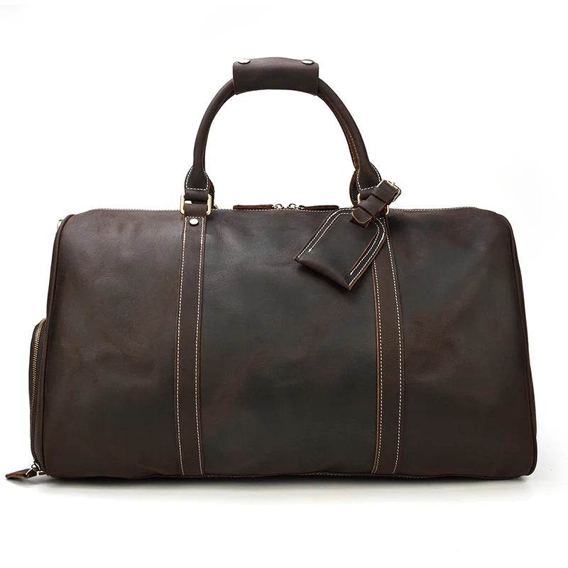 Luxury Travel Handbag With Suit Compartment Genuine Leather - VacationGrabs