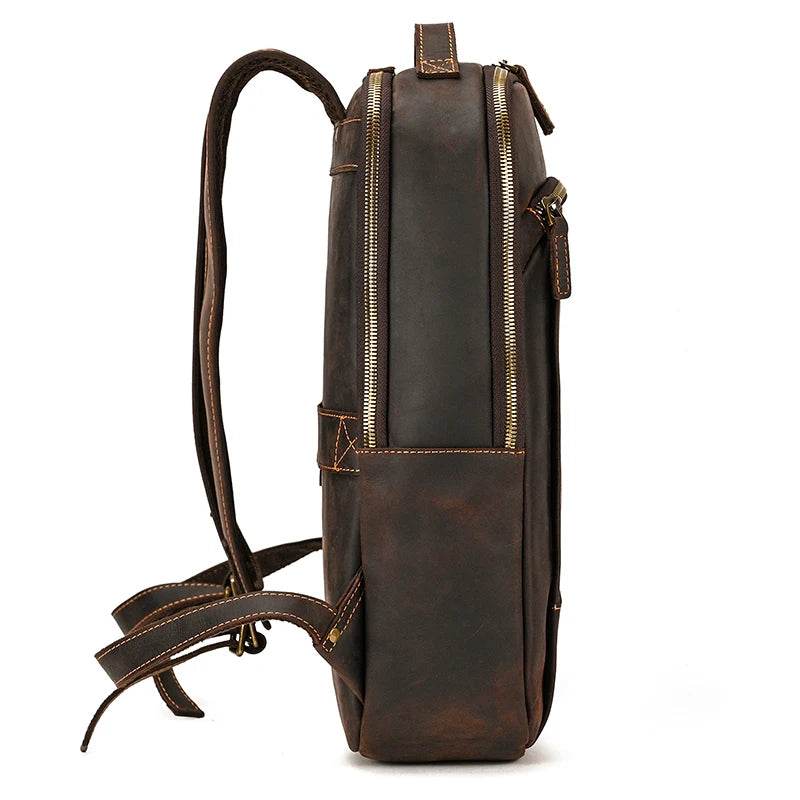 Anti-Theft Handmade Leather Backpack Vintage Travel Bag for Men - VacationGrabs