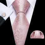 Floral Jacquard Silk Tie Set for Men - VacationGrabs