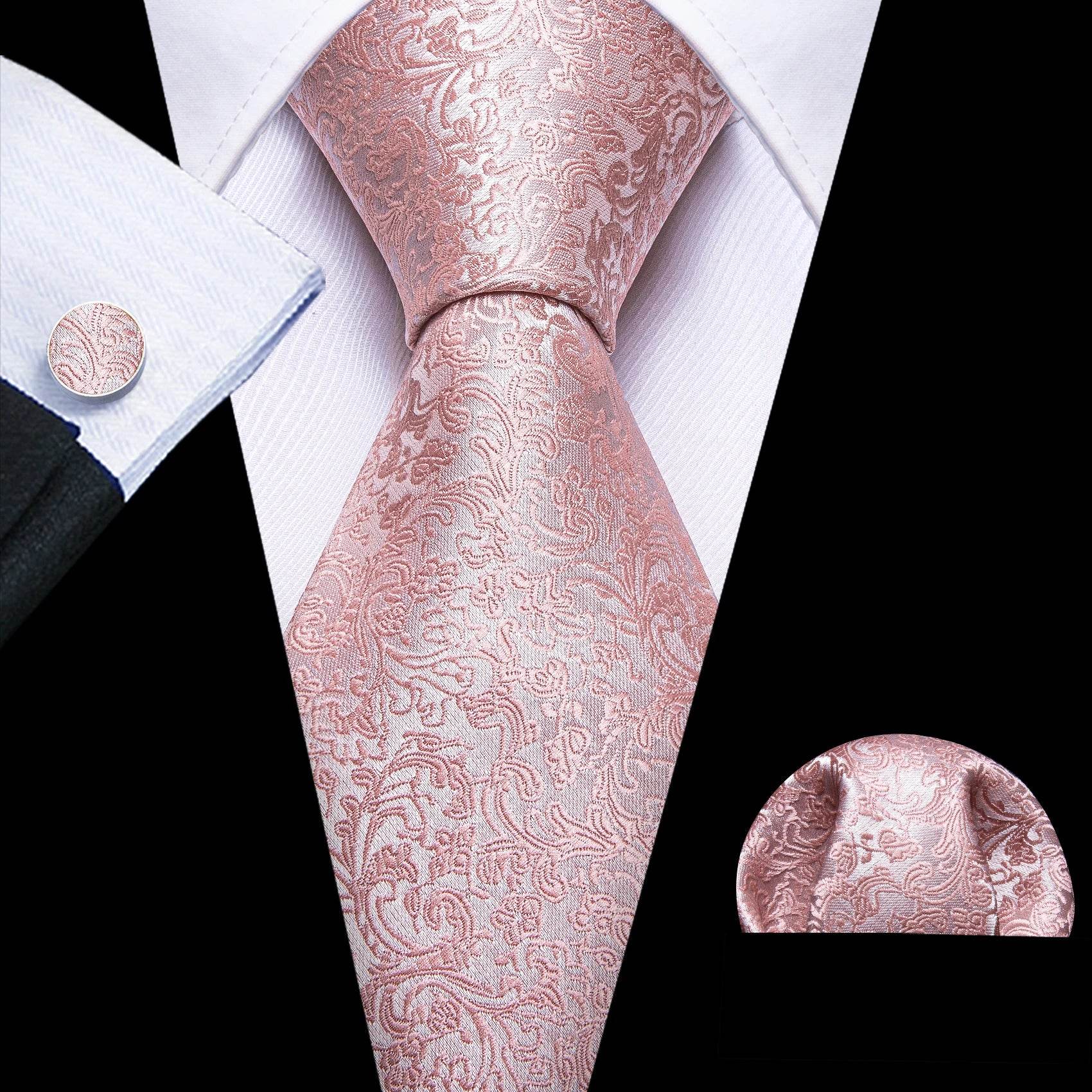 Floral Jacquard Silk Tie Set for Men - VacationGrabs