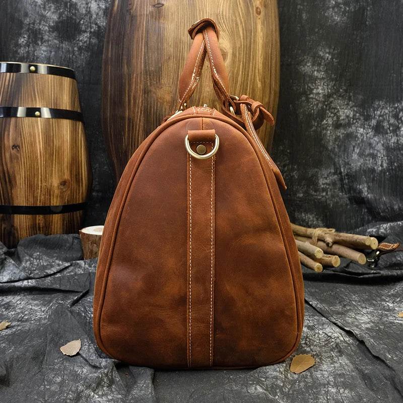 Crazy Horse Leather Men’s Travel Bag Duffle for Women & Men - VacationGrabs