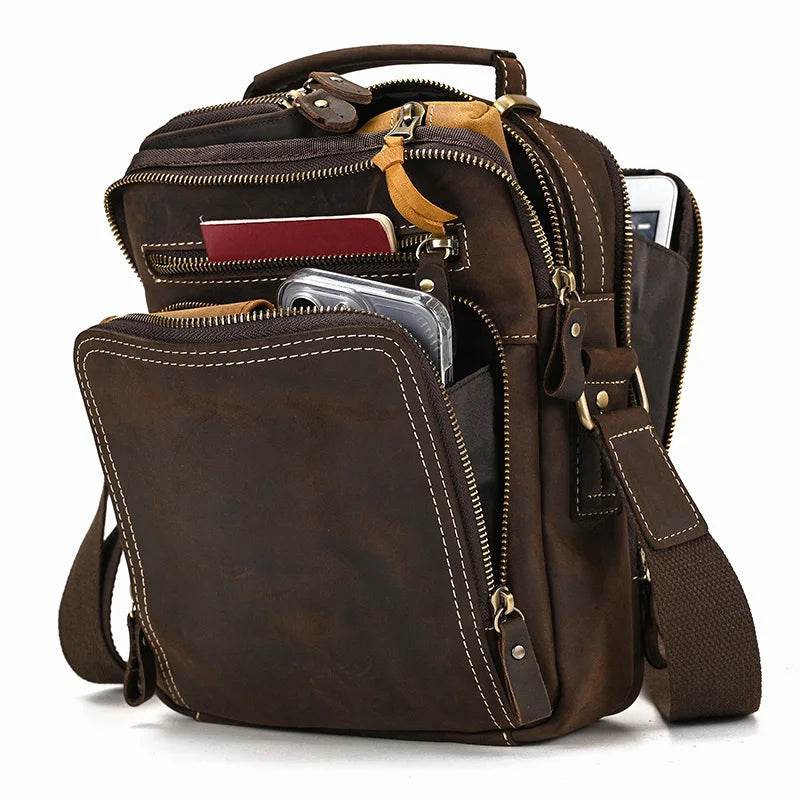 Retro Style Leather Shoulder Bag Men’s Crossbody Messenger Bag - VacationGrabs