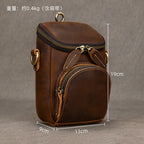 Crazy horse multi functional belt men's cowhide first layer Retro leather messenger small shoulder cowhide fanny pack