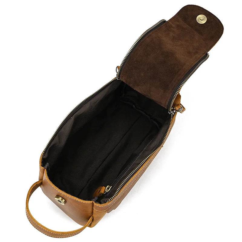 Casual Men’s Leather Clutch Wallet Genuine Leather Toiletry Bag - VacationGrabs