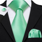 Green Silk Tie Set for Men: Multiple Shades Available - VacationGrabs