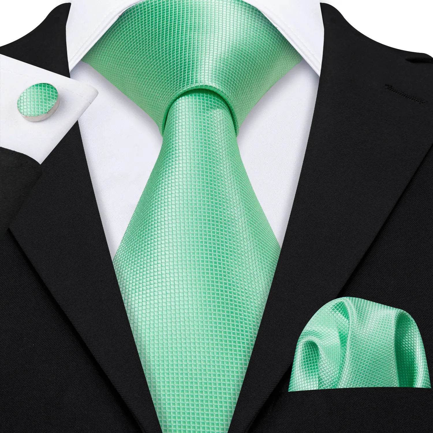 Green Silk Tie Set for Men: Multiple Shades Available - VacationGrabs