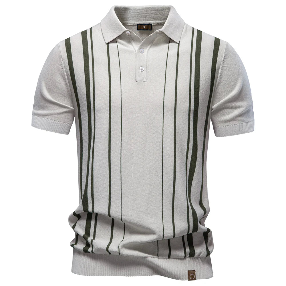 Men's 2026 Polo Shirt Stripe Old Money Style Short Sleeve Soft Breathable Casual Elegant Daily Wear Luxe Polo Shirts for Male