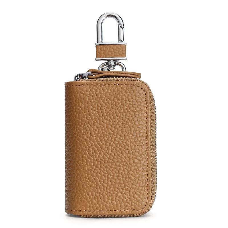Crazy Horse Leather Double Zipper Key Chain Bag for Car/Home Keys - VacationGrabs