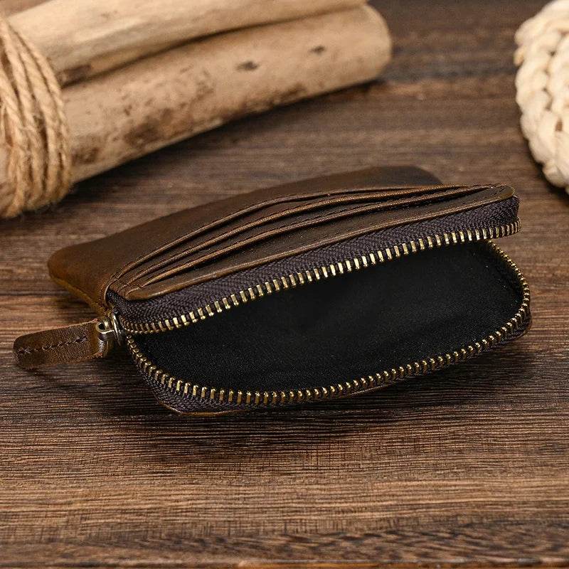 Mini Coin Purse Wallet Genuine Leather for Men & Women Zippered - VacationGrabs