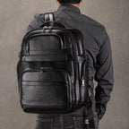 Double Layer Leather Backpacks For Men Large Capacity