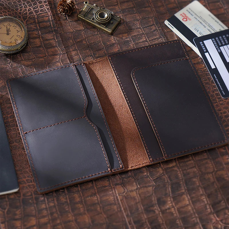 Genuine Leather Passport Holder - Vintage Travel Wallet, Handmade, RFID Blocking Cover
