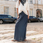 VacationGrabs Women Polka Dot Maxi Skirt Elegant Ladies Bodycon A Line Flare Long Skirts Cute Print Flowy Maxi Satin Skirt Dress