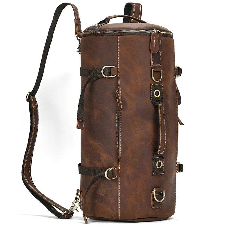 Retro Style Leather Backpack Travel Bag Men’s Motorcycle Handbag - VacationGrabs