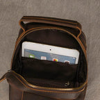 Big Size Leather Chest Bag Crazy Horse Sling Crossbody for Men - VacationGrabs
