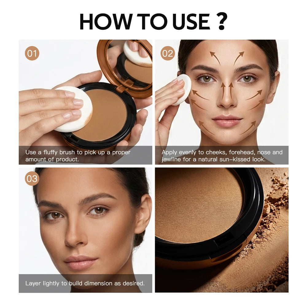 Long Lasting Compact Powder Waterproof Sweatproof Soft Matte Oil Control Setting Powder Face Makeup Cosmetic