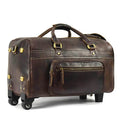 Large Genuine Leather Trolley Duffel – Rolling Luggage Bag - VacationGrabs