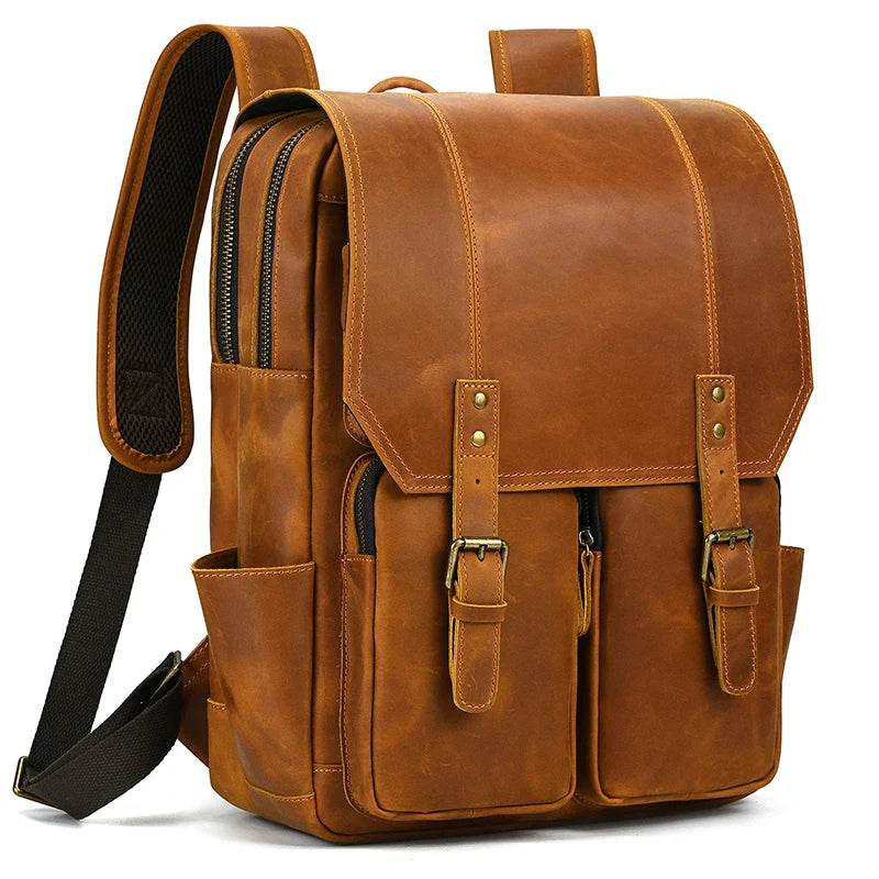 Extra Large Men’s Leather Backpack Big Capacity Travel Handbag - VacationGrabs