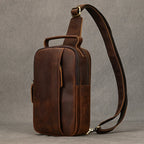 Retro Crazy Horse Leather Sling Bag for Men – Cowhide Chest Pack
