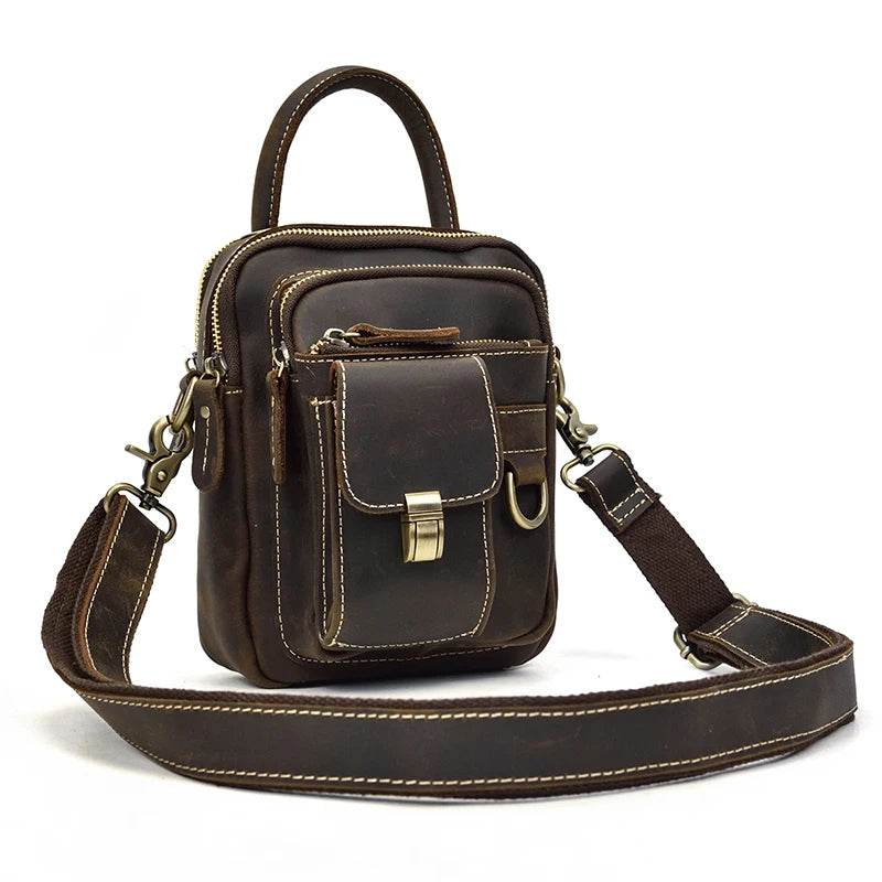 Genuine Leather Shoulder Waist Bag Men’s Small Crossbody Pouch - VacationGrabs