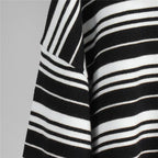 VacationGrabs Striped Sweater Women Long Sleeve Button Front Pullover Casual Crew Neck Tops Pullover Sweatshirt Fall Winter Outwear