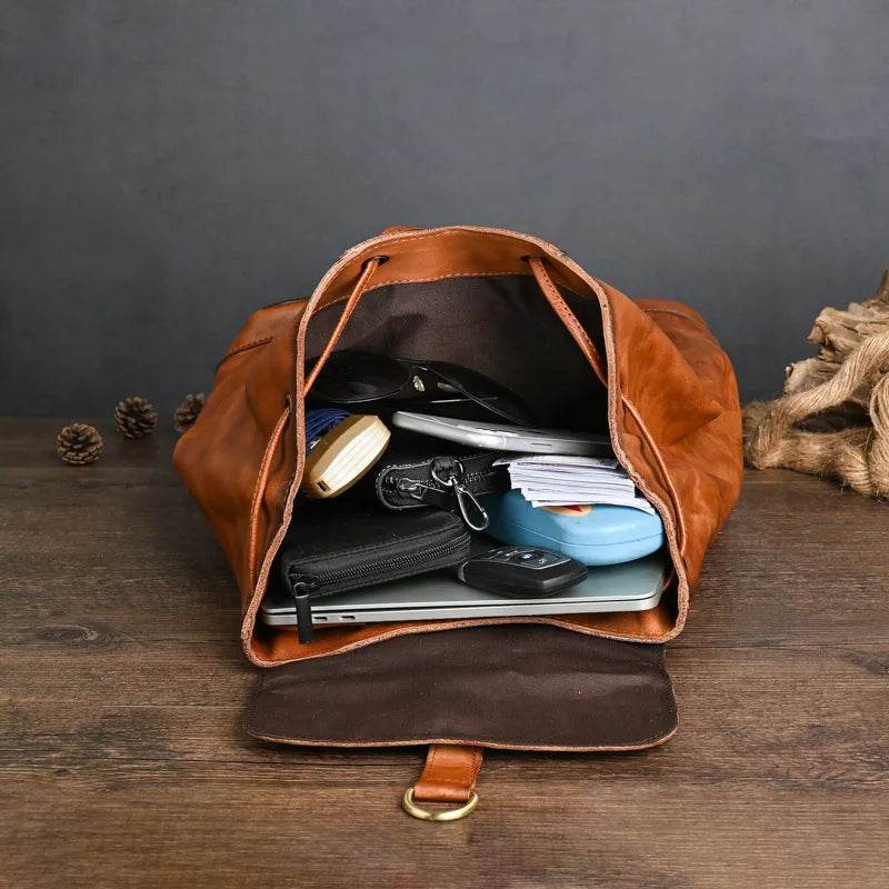 Luxury Designer Leather Backpack Real Cowskin Anti-Theft Bag - VacationGrabs
