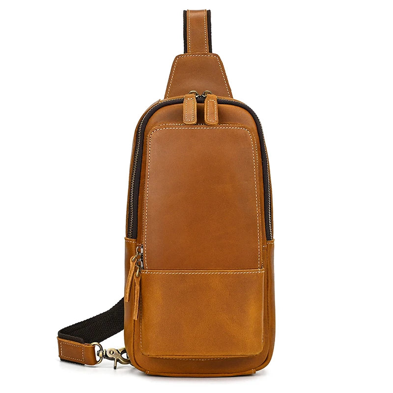 Men's Genuine Leather Crossbody Sling Bag | Black & Coffee