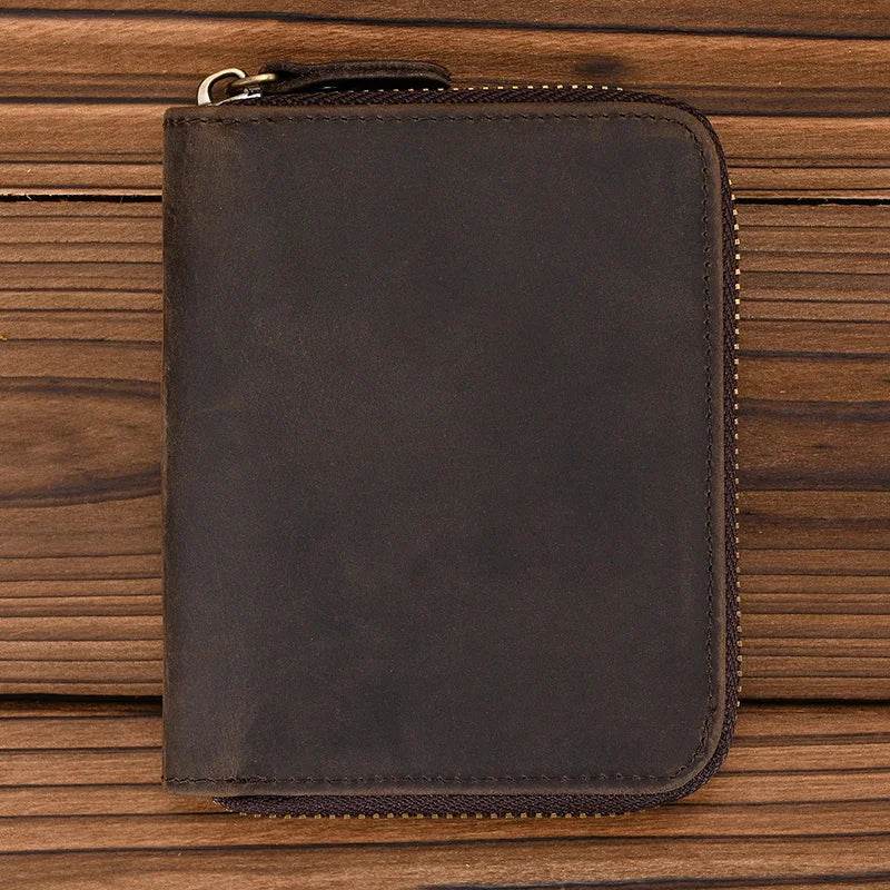 Black Soft Genuine Leather Short Wallet with Coin Pocket & Photo Holder - VacationGrabs
