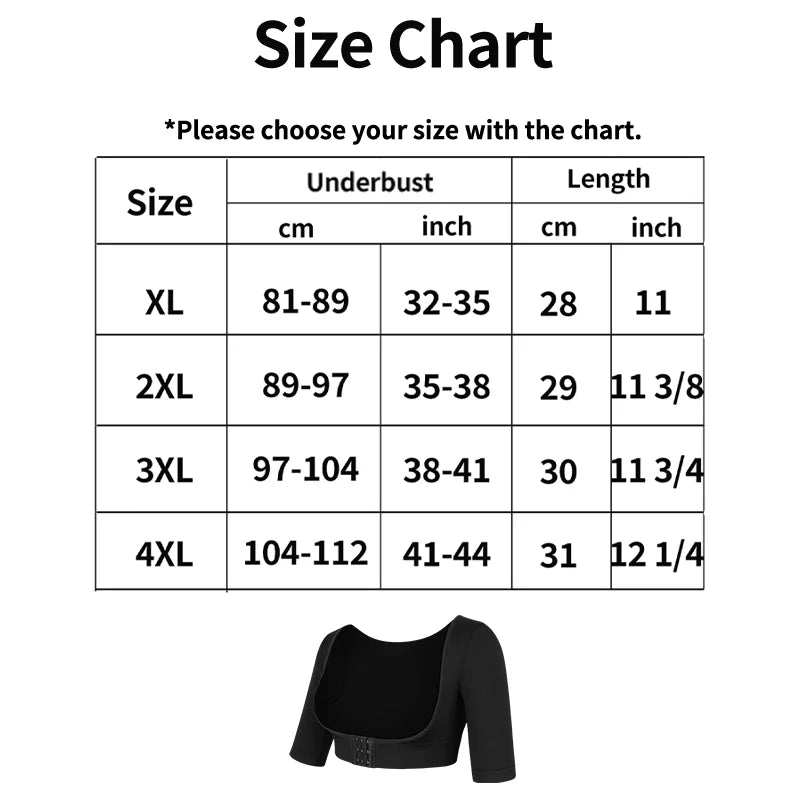 Plus Size Upper Arm Shaper Corset Top, Push-Up Front Bra