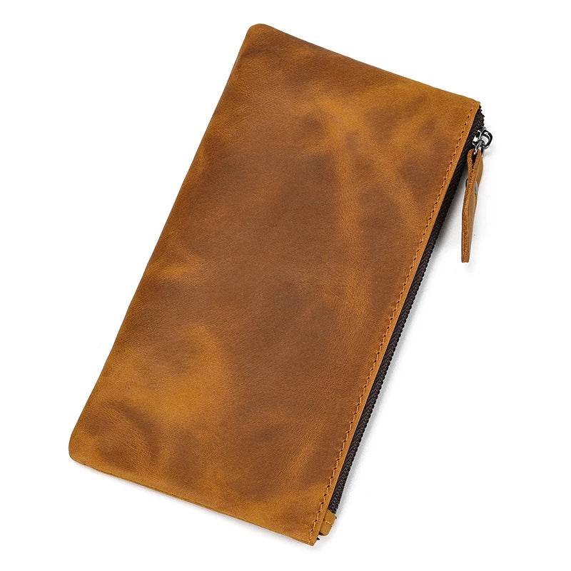 Leather Cellphone Pouch Wallet for Men & Women Long Slim Zipper Purse - VacationGrabs
