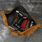 100% Genuine Crazy Horse Leather Travel Duffel Bag Rivet Design - VacationGrabs
