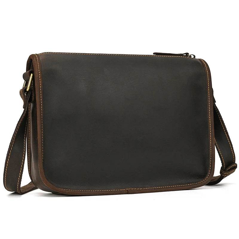 Retro Crazy Horse Leather Crossbody Shoulder Bag Men - VacationGrabs