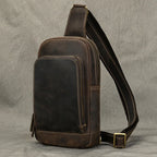 Men's Genuine Leather Sling Bag – Vintage Crossbody Chest Pack