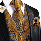Elegant Vest and Tie Sets for Men - Red Paisley Design