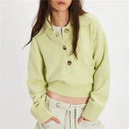 VacationGrabs Boho Women Sweater Long Sleeve Oversized Button Collared Pullover Lapel V Neck Knitted Jumper Tops Winter Fall Knitwear