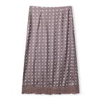 VacationGrabs Women Elegant Lace Satin Spliced Midi Skirts Sexy Dots Print High Waist Retro Casual Straight Midi Skirts Y2K Streetwear