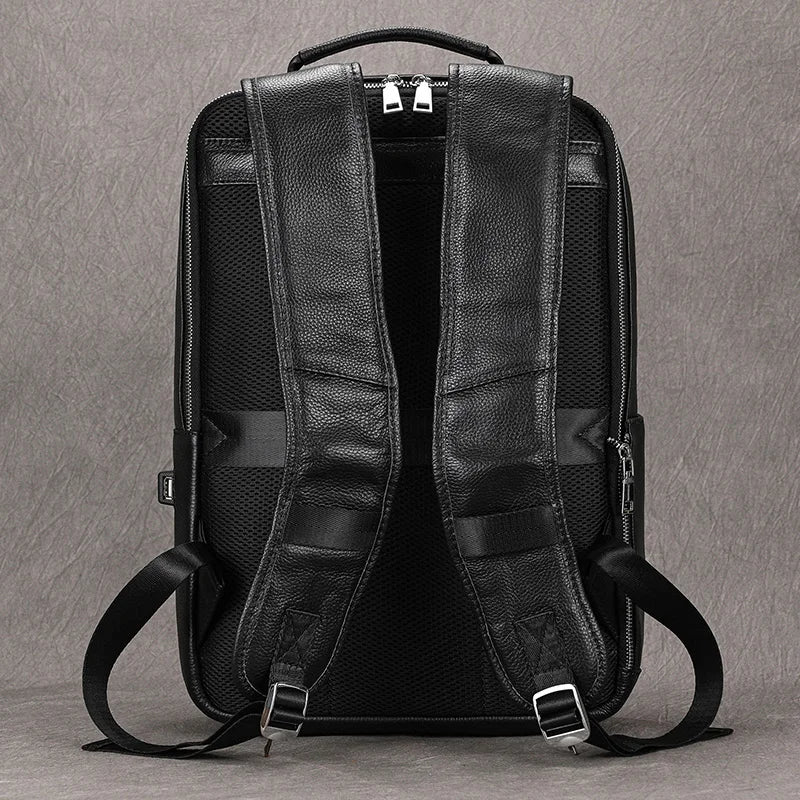 Genuine Leather School Bag Men 14" 15" Laptop Travel