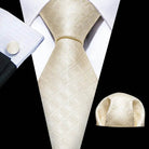 Gold & Beige Silk Tie Set for Men - VacationGrabs