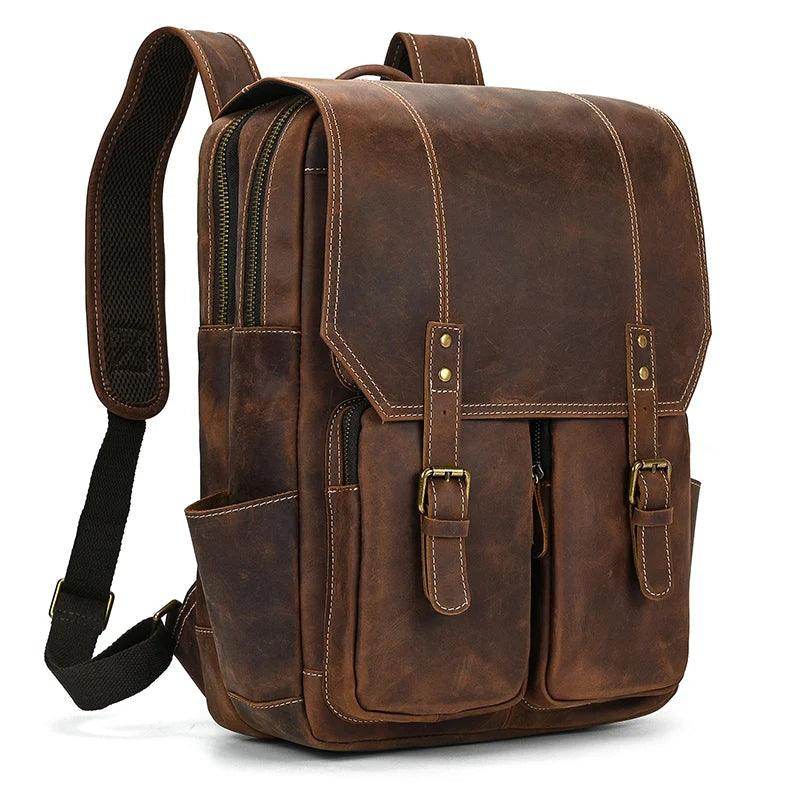 Leather Backpack Luxury Male Real Leather Travel Day Bag - VacationGrabs