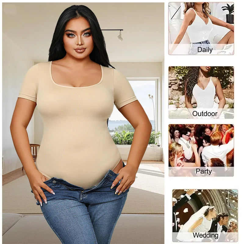 Plus Size Firm Control Thong Bodysuit Shapewear