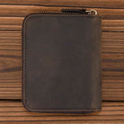 Black Soft Genuine Leather Short Wallet with Coin Pocket & Photo Holder - VacationGrabs