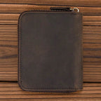 Black Soft Genuine Leather Short Wallet with Coin Pocket & Photo Holder - VacationGrabs