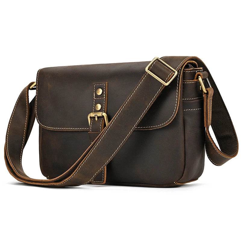 Cowhide Men’s Crossbody Bag Vintage Leather School Messenger Bag - VacationGrabs