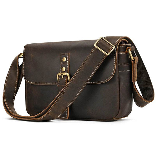 Cowhide Men’s Crossbody Bag Vintage Leather School Messenger Bag - VacationGrabs