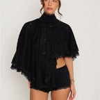 Lace Cropped Top with High Neck for Women