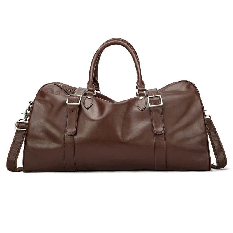 Trendy Men's Leather Duffel – Large Sports Gym Carry-on Bag - VacationGrabs