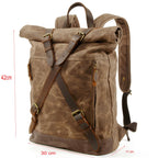 Vintage Oil Wax Canvas Travel Backpack, 20-35L Unisex Daypack