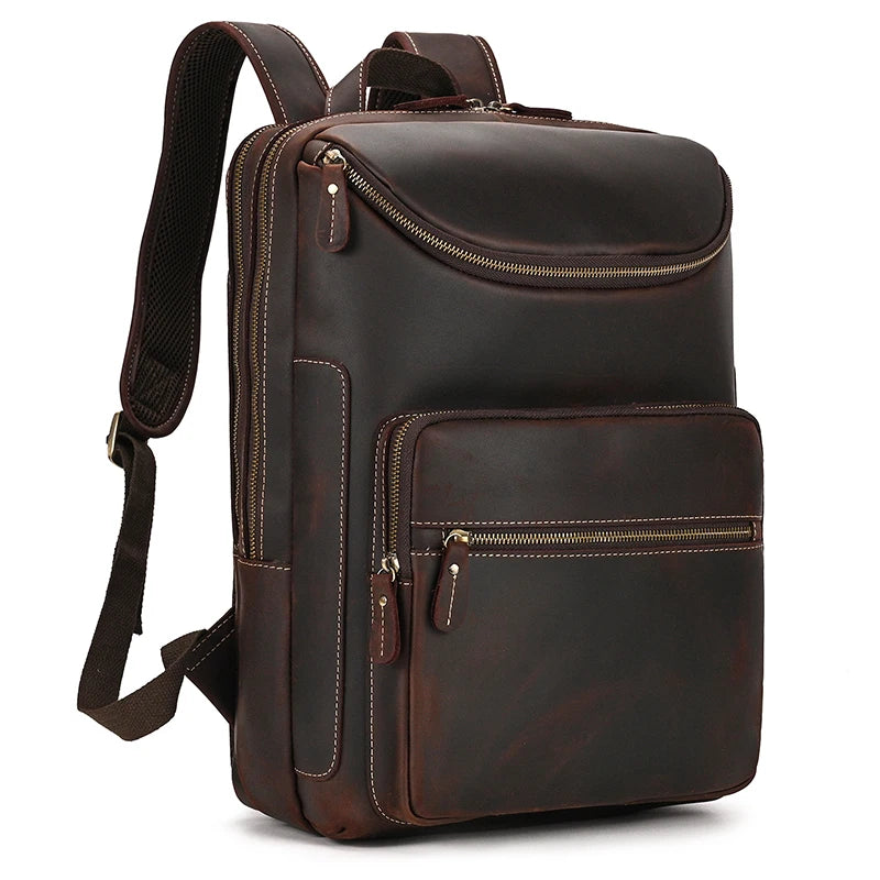 Vintage Genuine Leather Backpack 16" Laptop School Travel